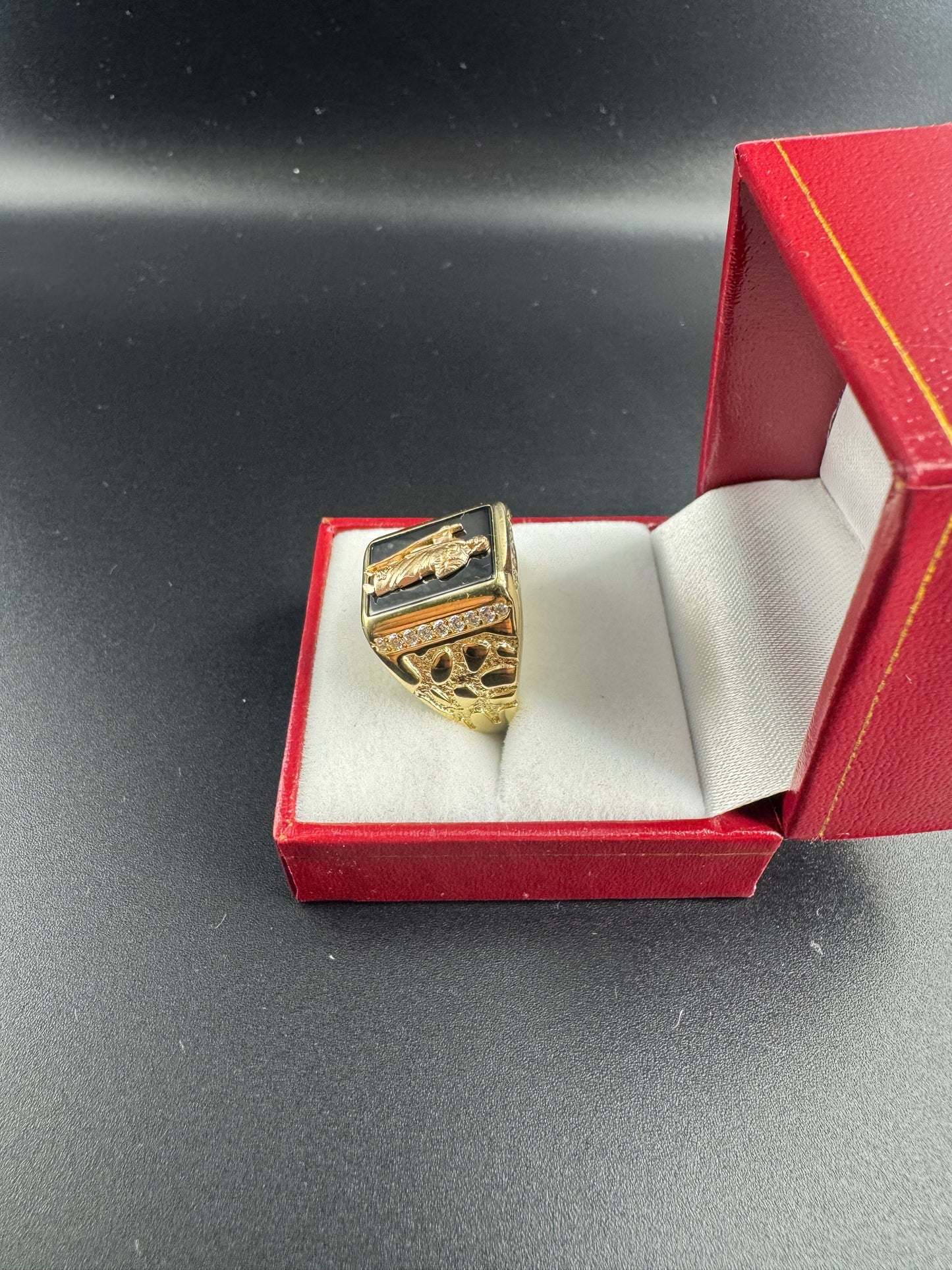 MENS BLACK NUGGET SAN JUDAS RING