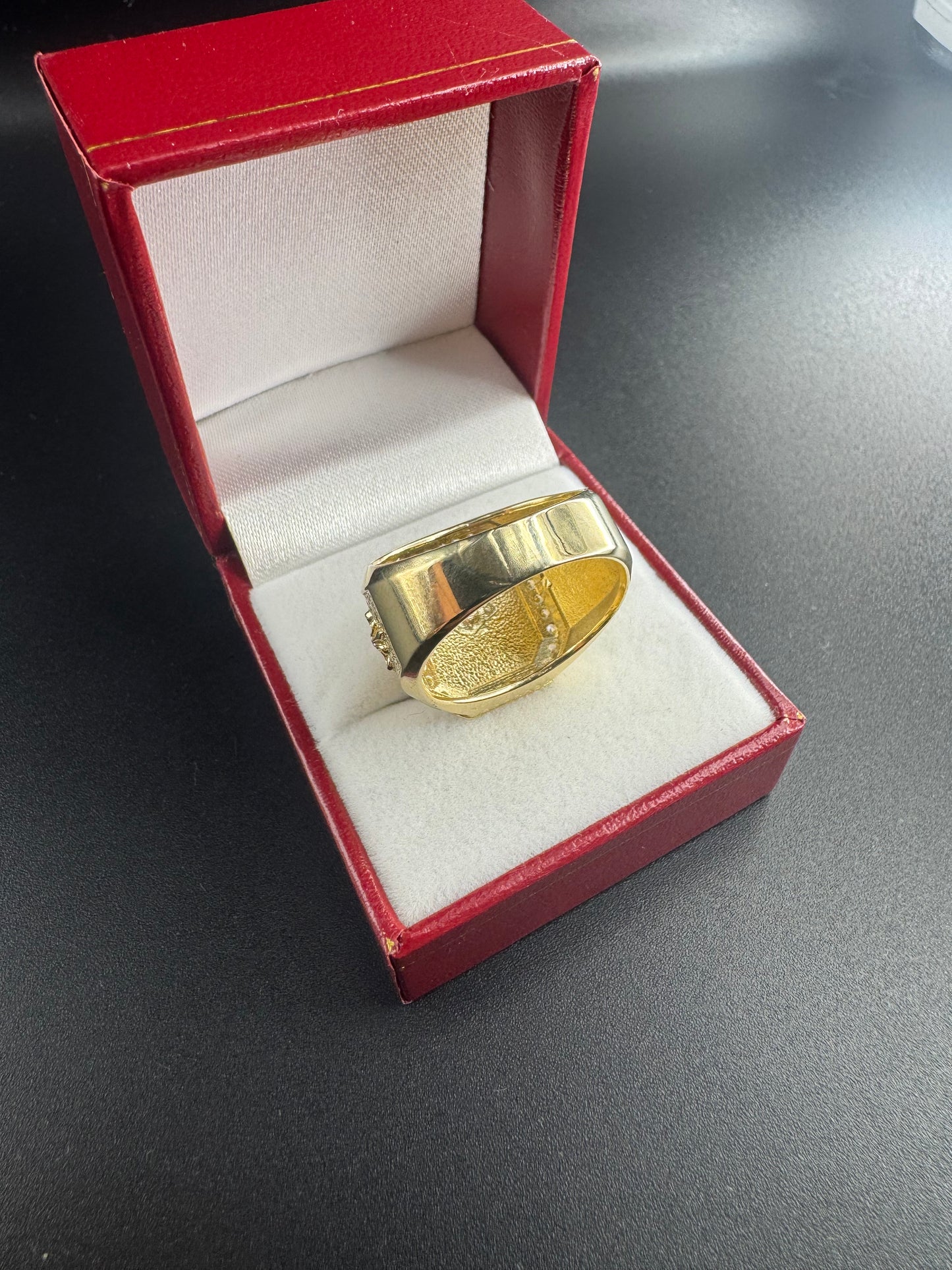 MENS 3 COLOR HORSE RING WITH ZIRCONS