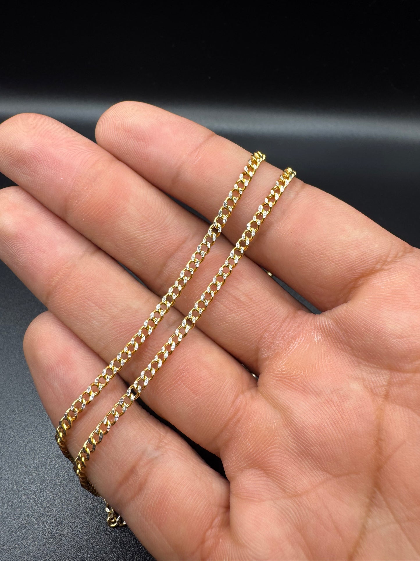 14K CUBAN LINK CHAIN WHITE PAVE