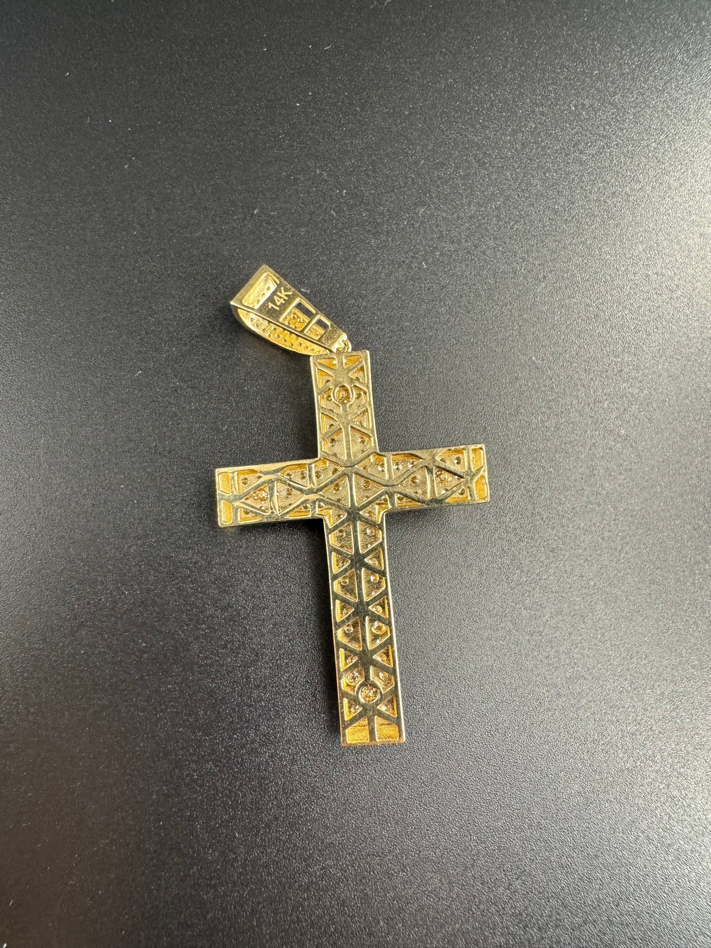 14K SQUARED CROSS WITH WHITE GOLD CHRIST