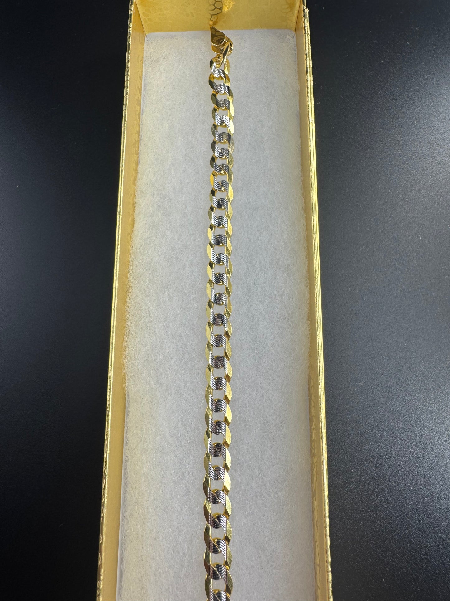 Solid 14k cuban link white pave bracelet