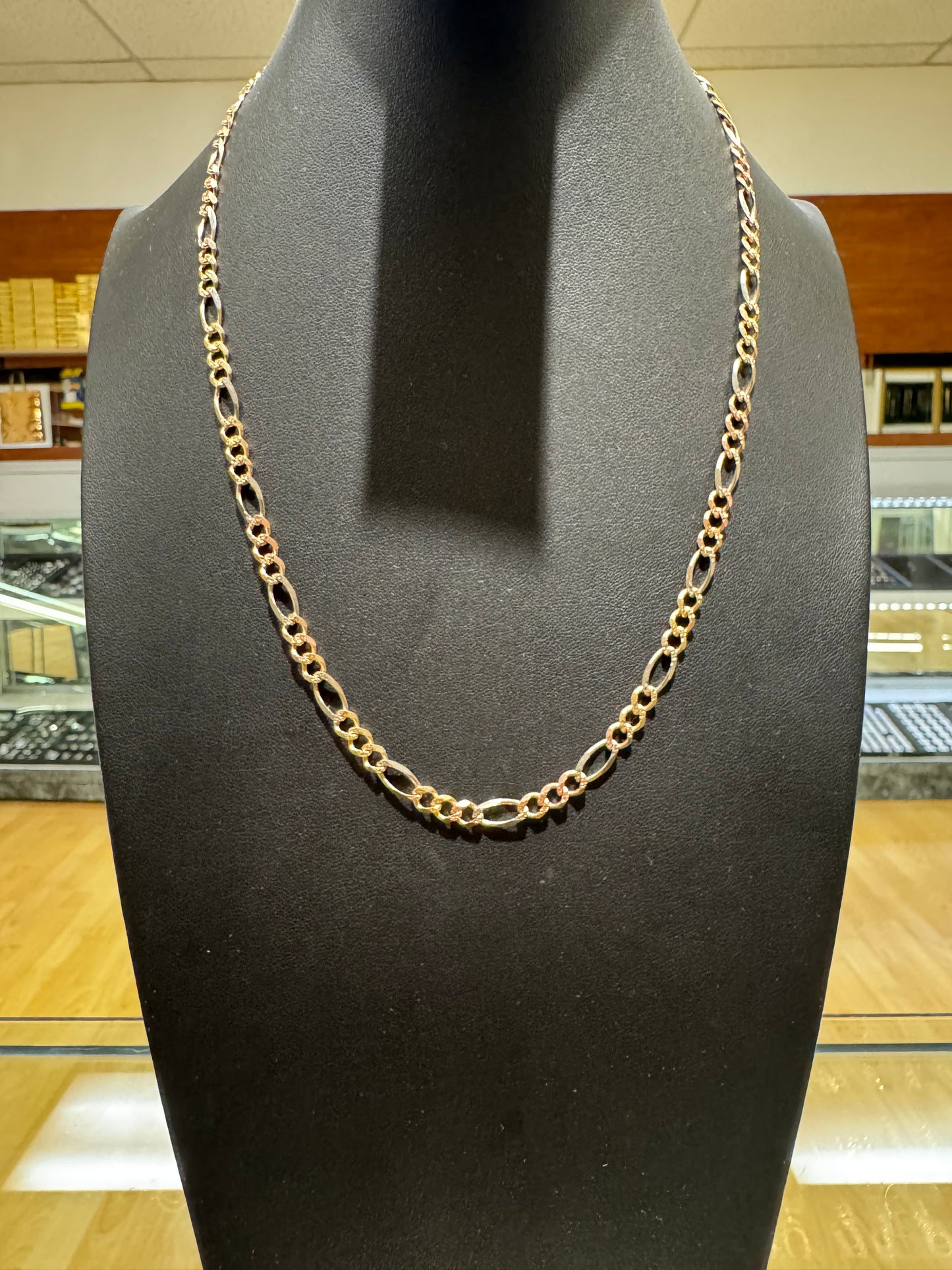 14K Figaro Chain Open Link 3 Colors