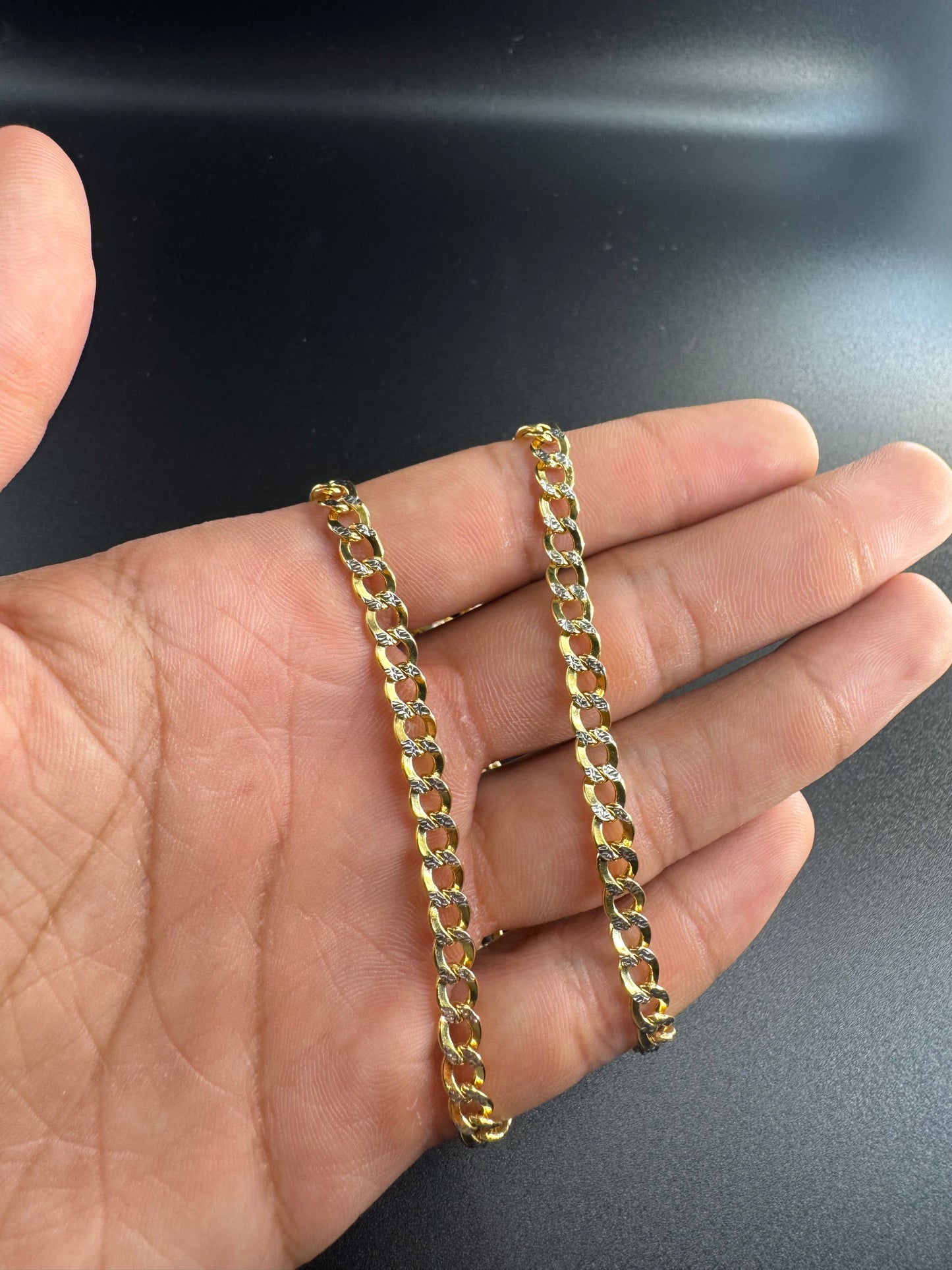 14K Cuban Link Chain White Pave