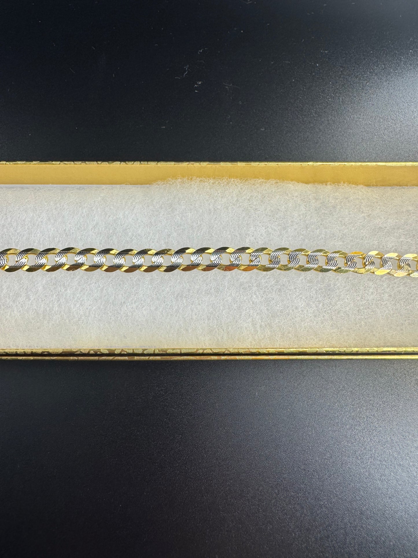 Solid 14k cuban link white pave bracelet
