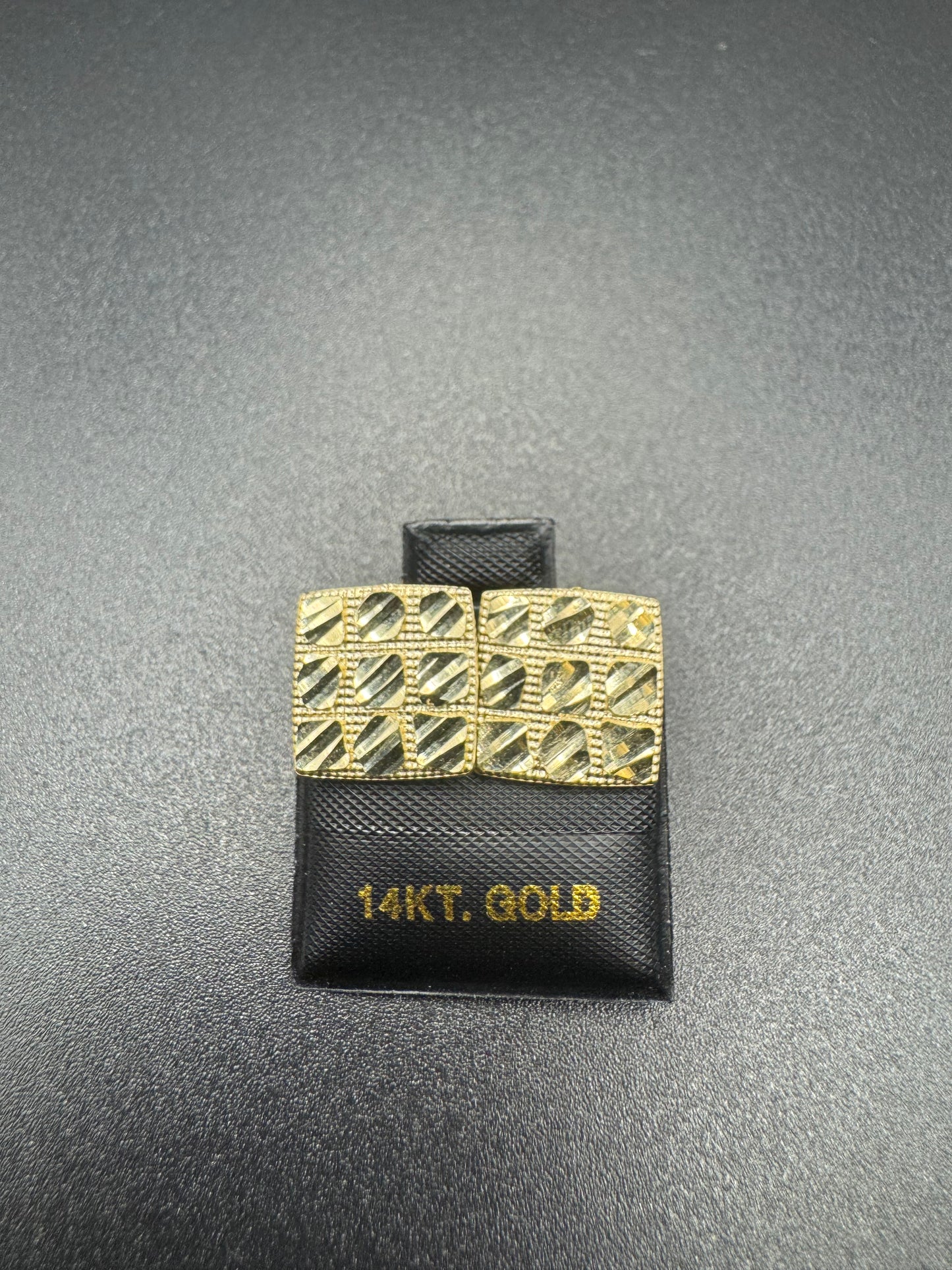 14K MENS SQUARE NUGGET EARINGS