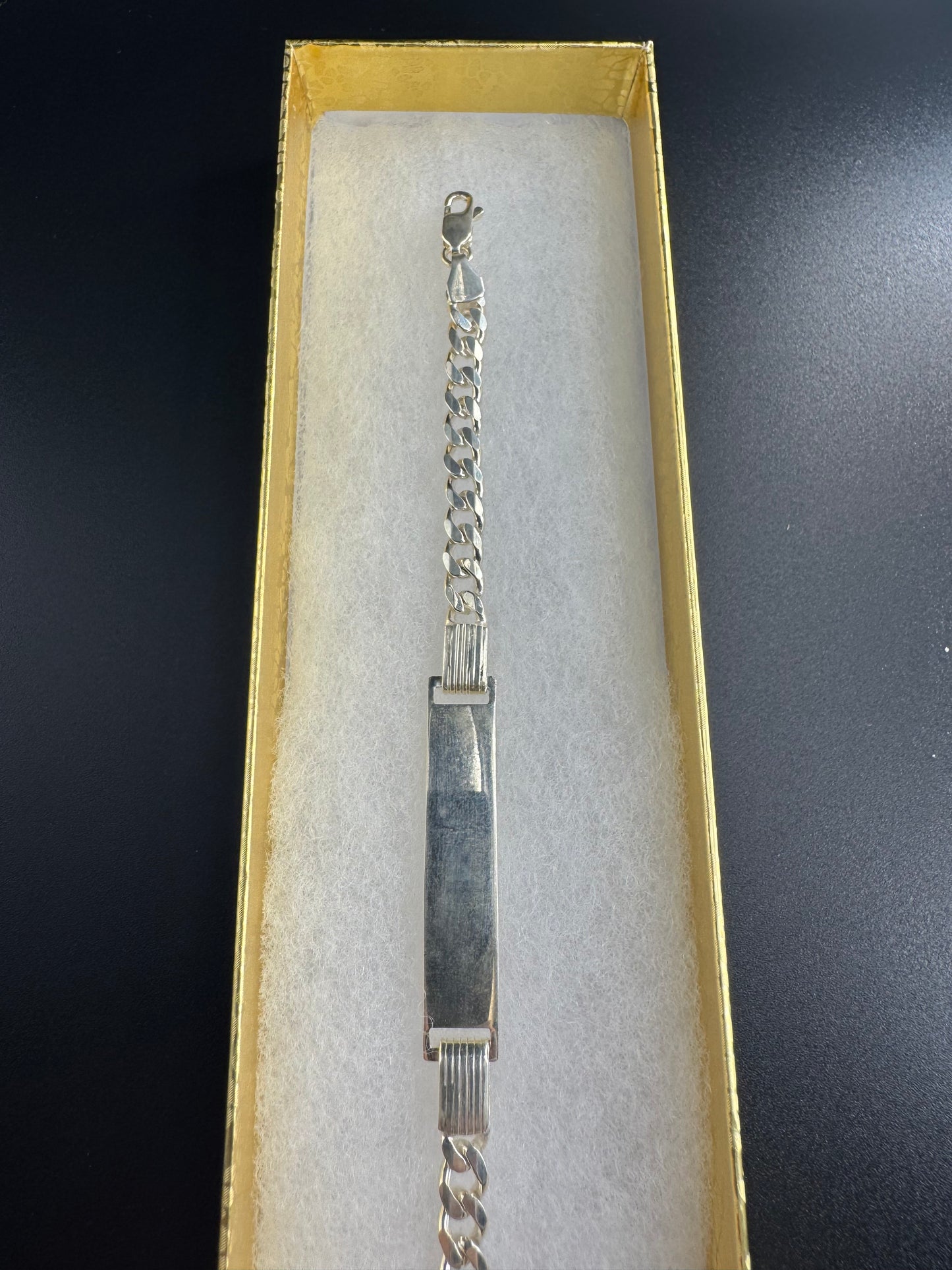 SILVER CUBAN LINK NAME PLATE BRACELET