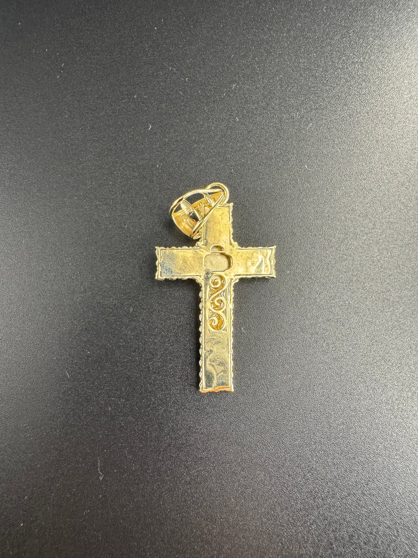 14K 3 COLORED CROSS WITH CHRIST AND ZIRCONS