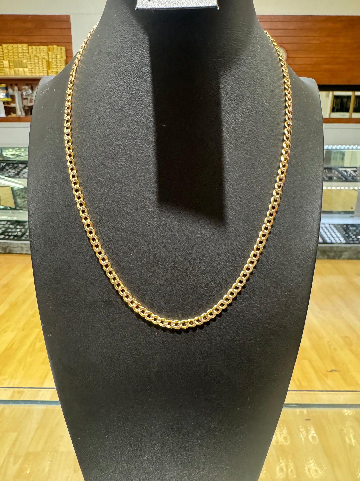 14K Cuban Link Chain White Pave