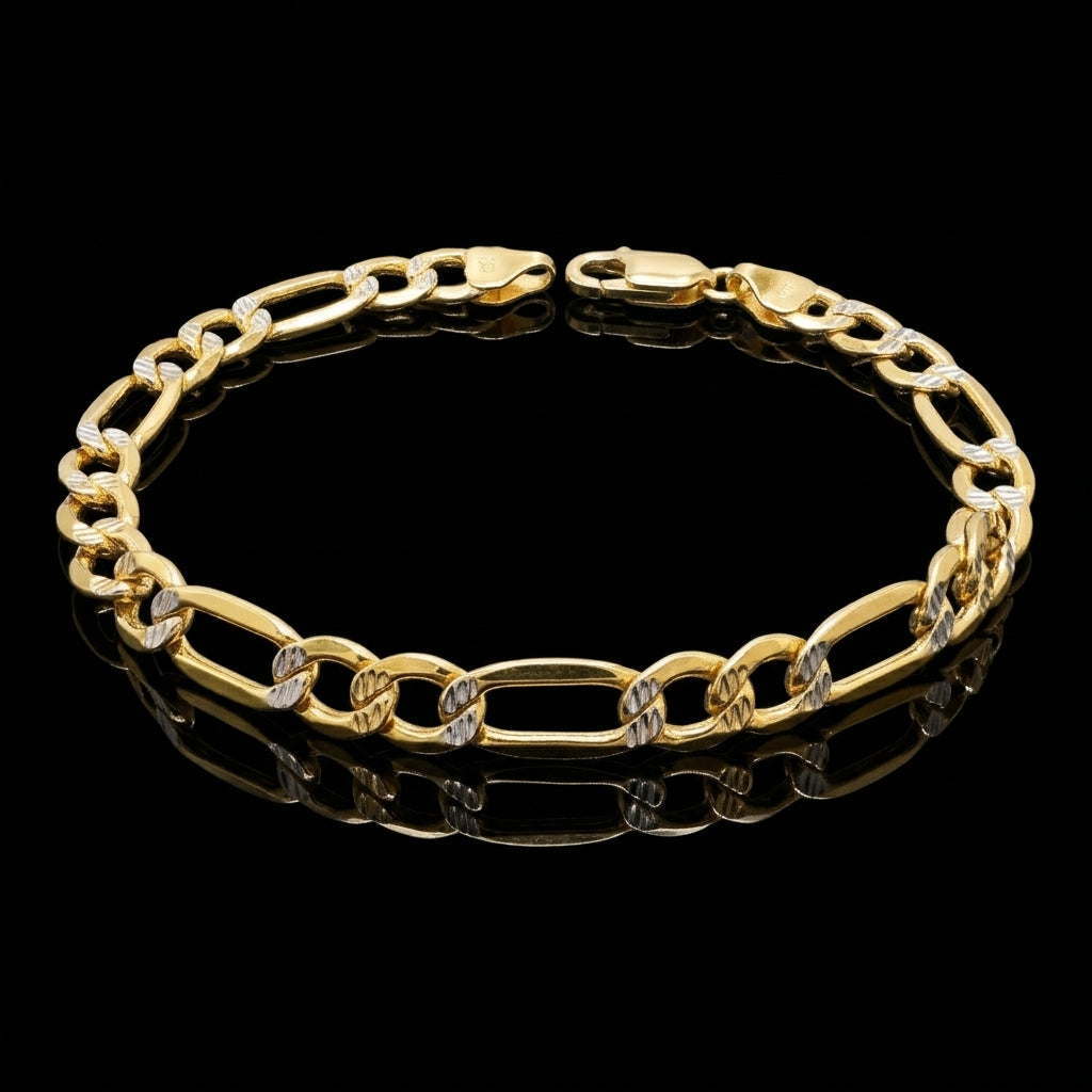 2 TONE FIGARO BRACELET