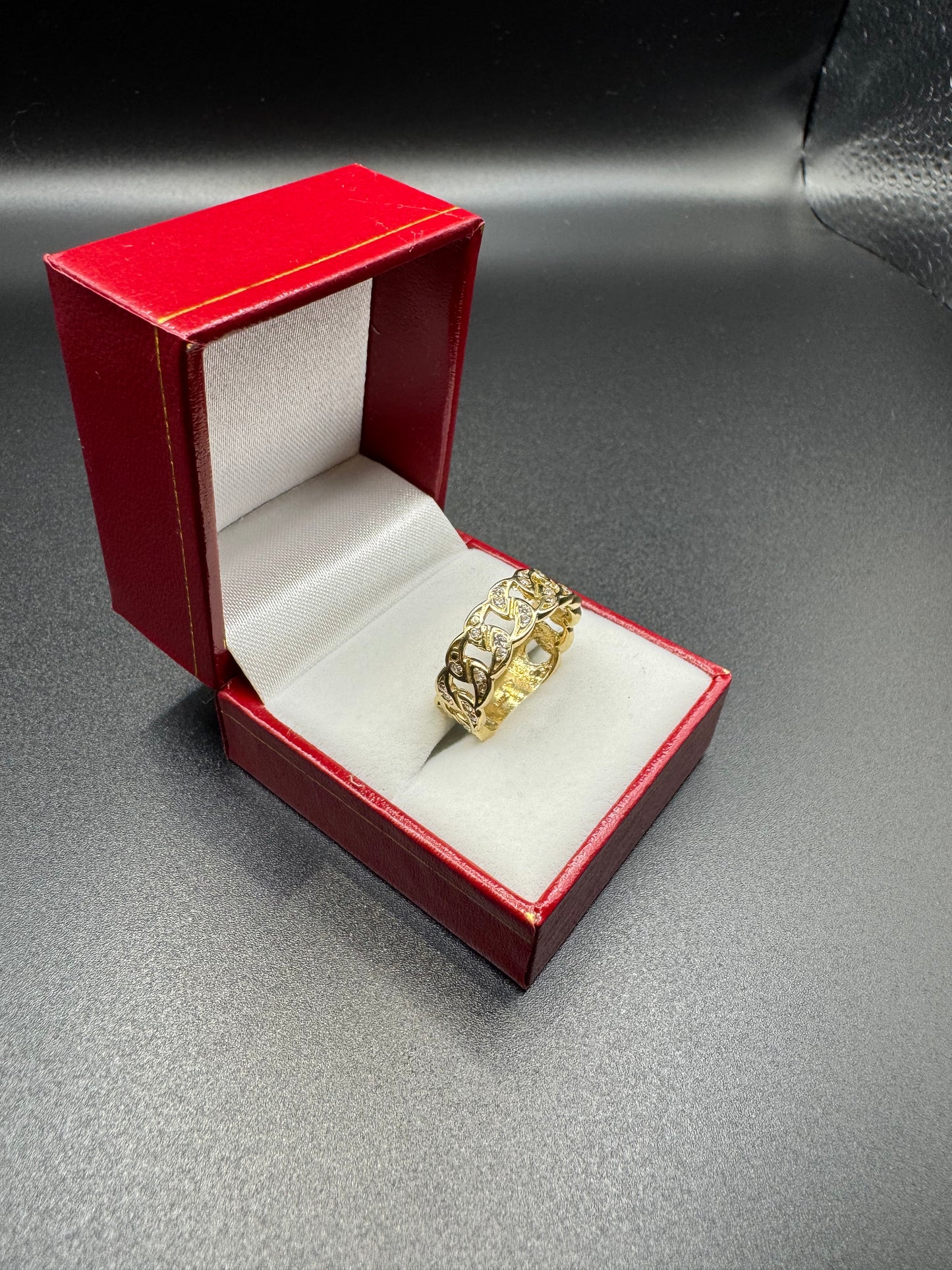 MENS cuban white pave link ring