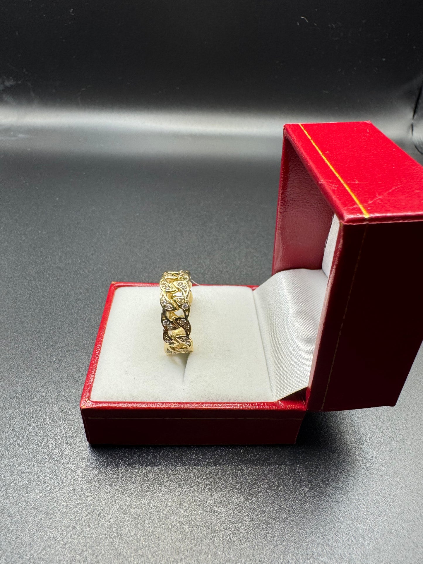 MENS cuban white pave link ring