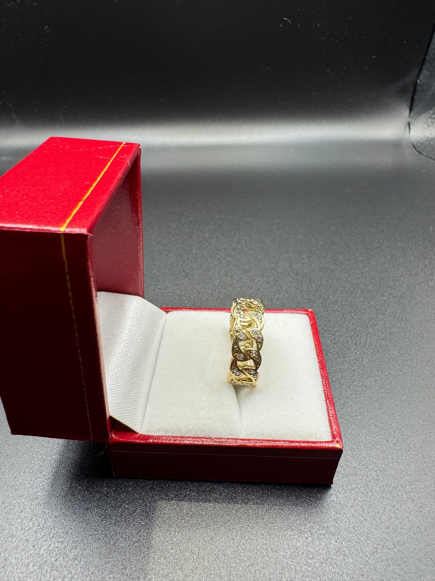 MENS cuban white pave link ring