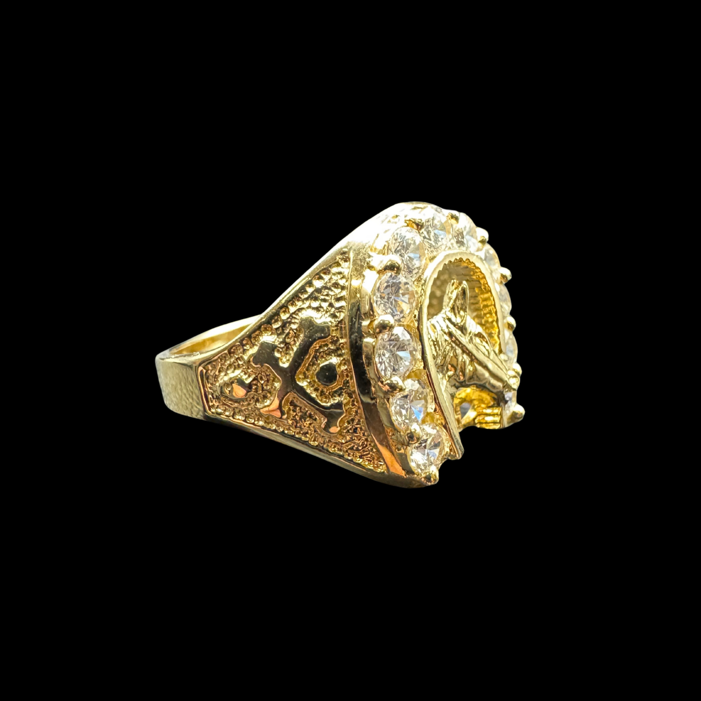 14K HORSESHOE ZIRCON RING