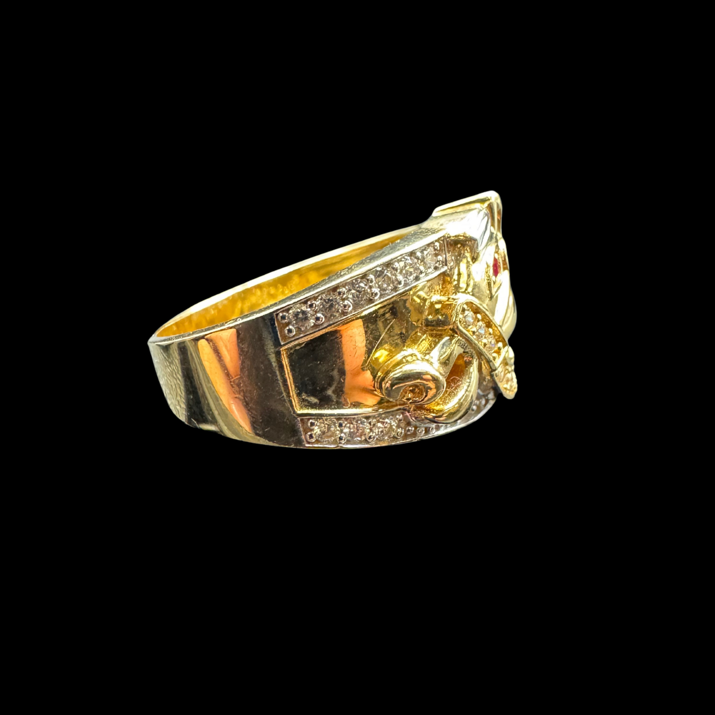 14K HORSE ZIRCON RING