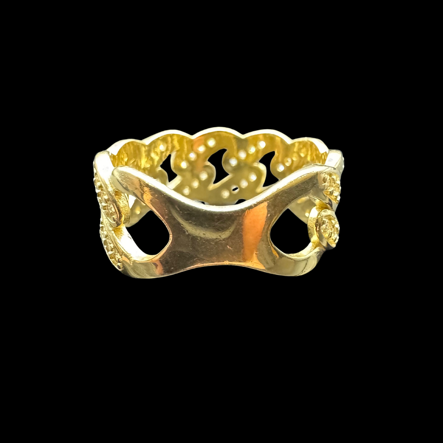 14K CUBAN LINK ZIRCON RING