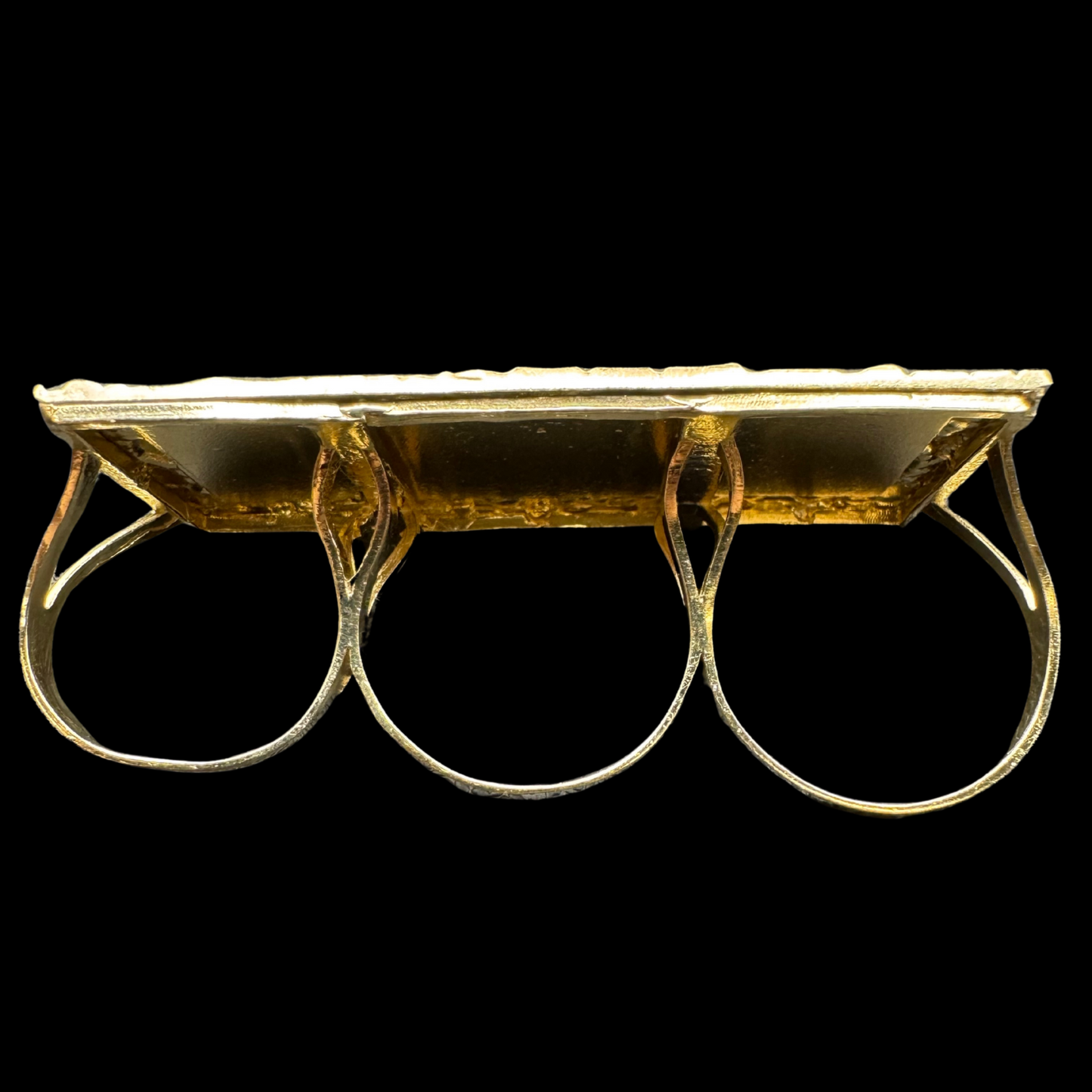 14K 3 FINGER NAME PLATE RING