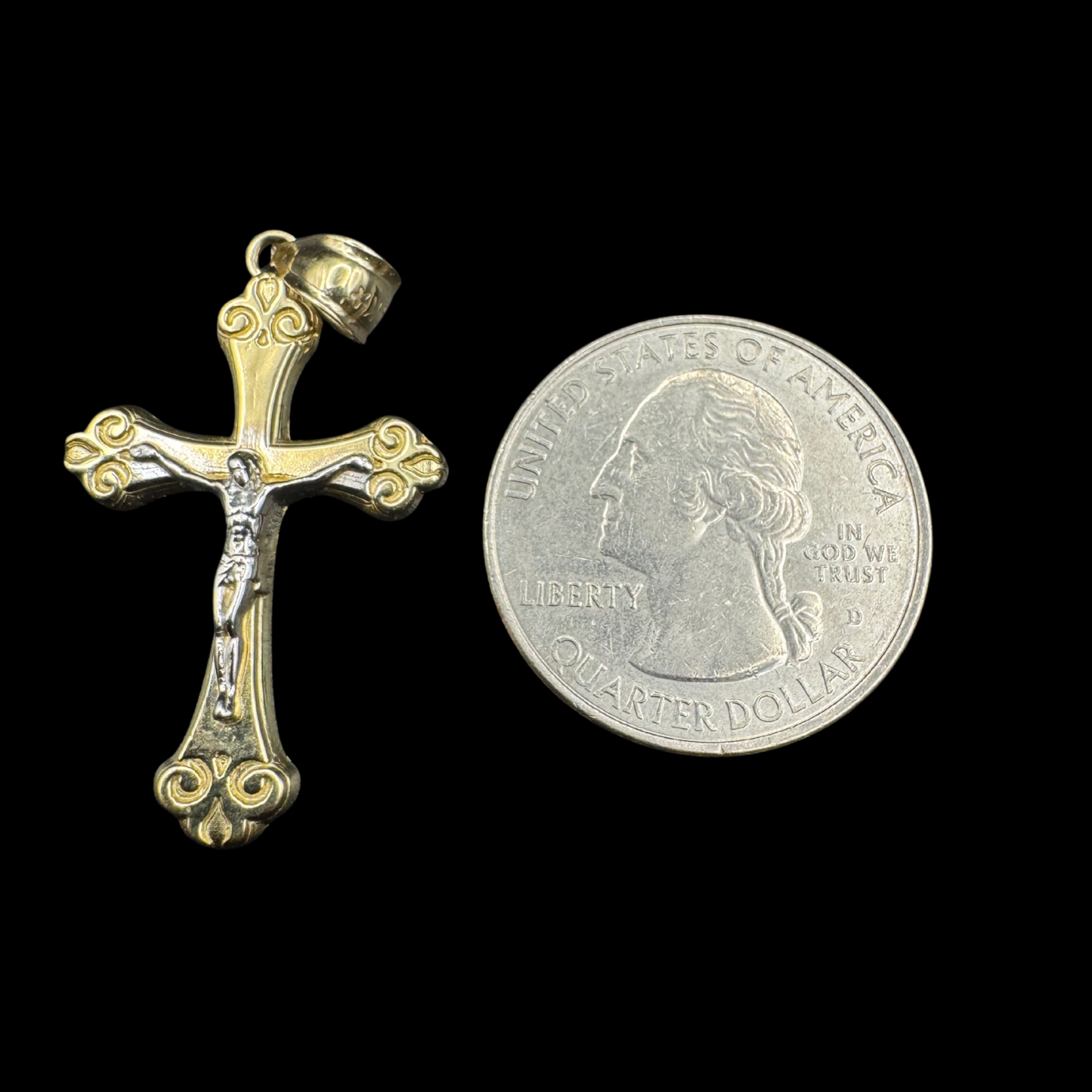 14K 2 TONE CRUCIFIX PENDANT