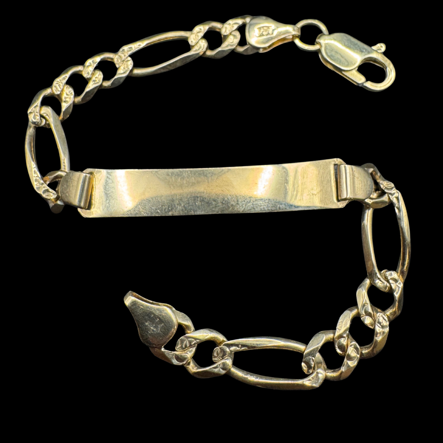 14K WHITE PAVE FIGARO NAME PLATE BRACELET