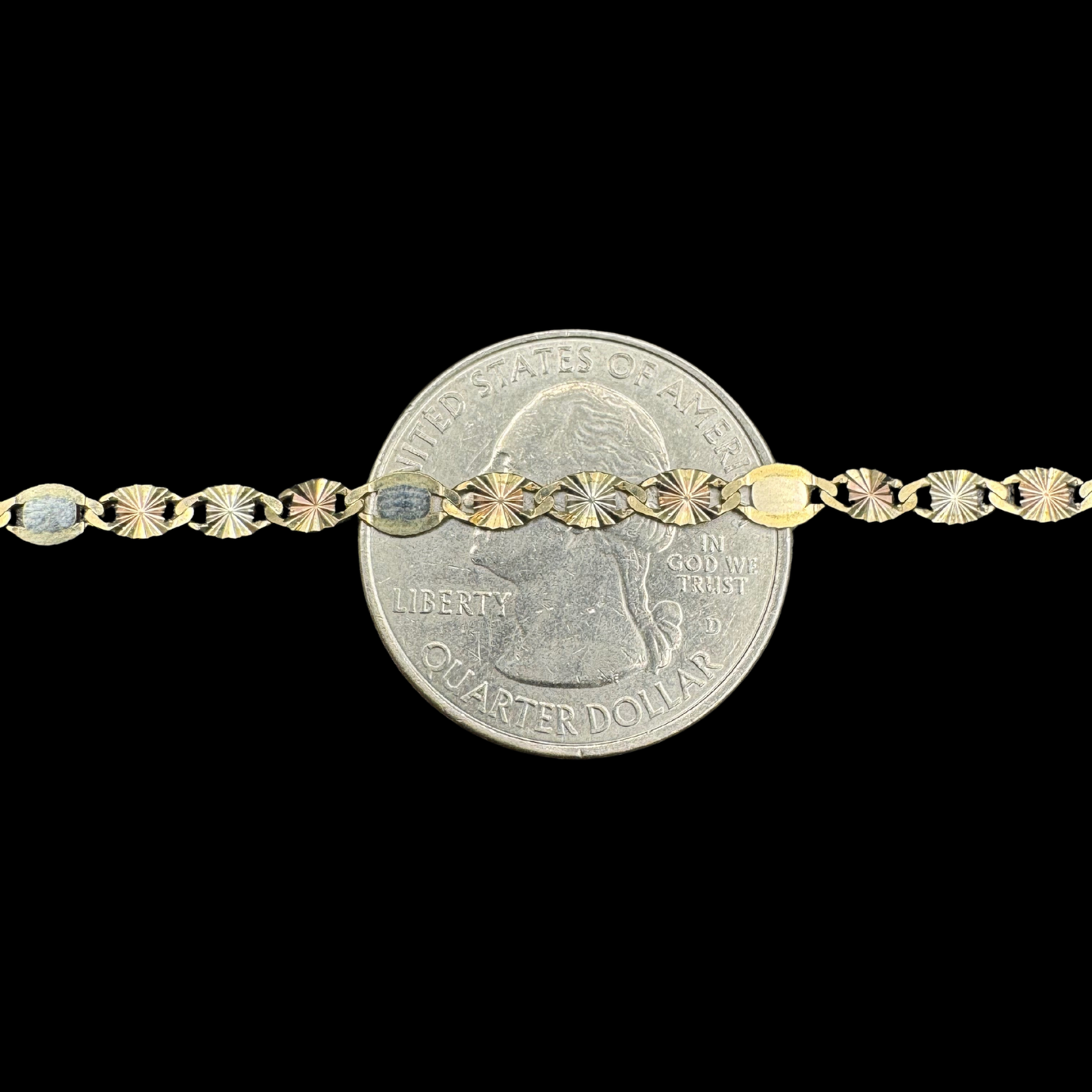 14K 3 TONE VALENTINO MIRROR CHAIN