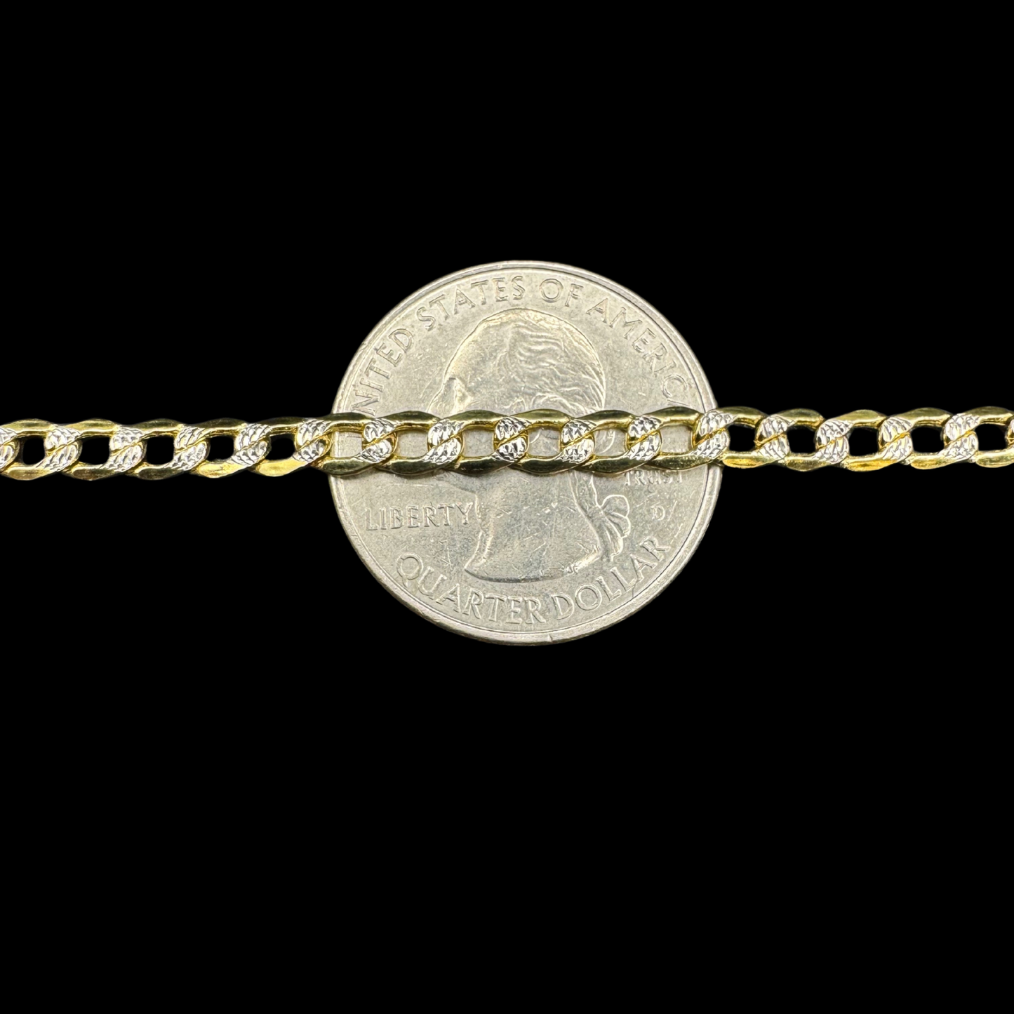 14K HOLLOW WHITE PAVE CUBAN LINK CHAIN