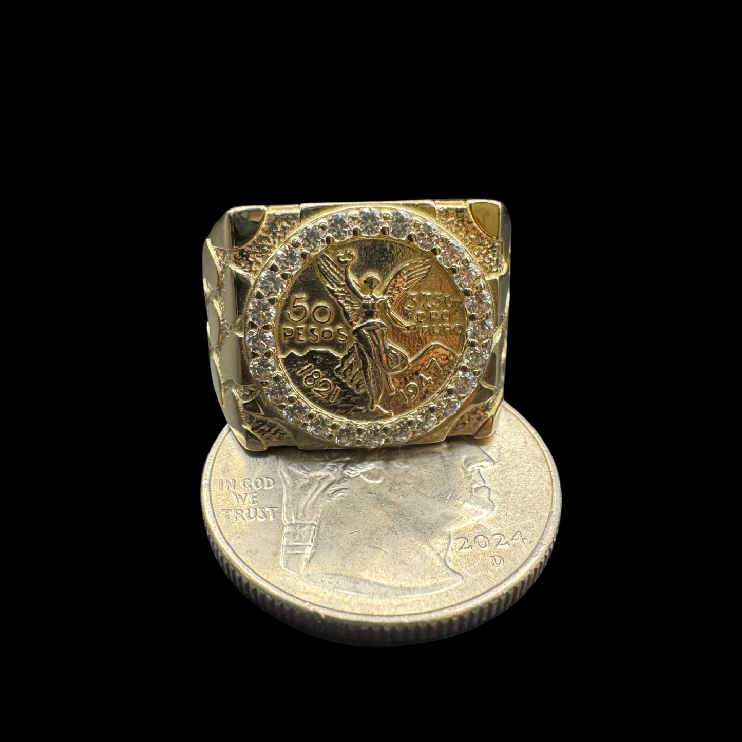 14K NUGGET CENTENARIO RING WITH ZIRCONS