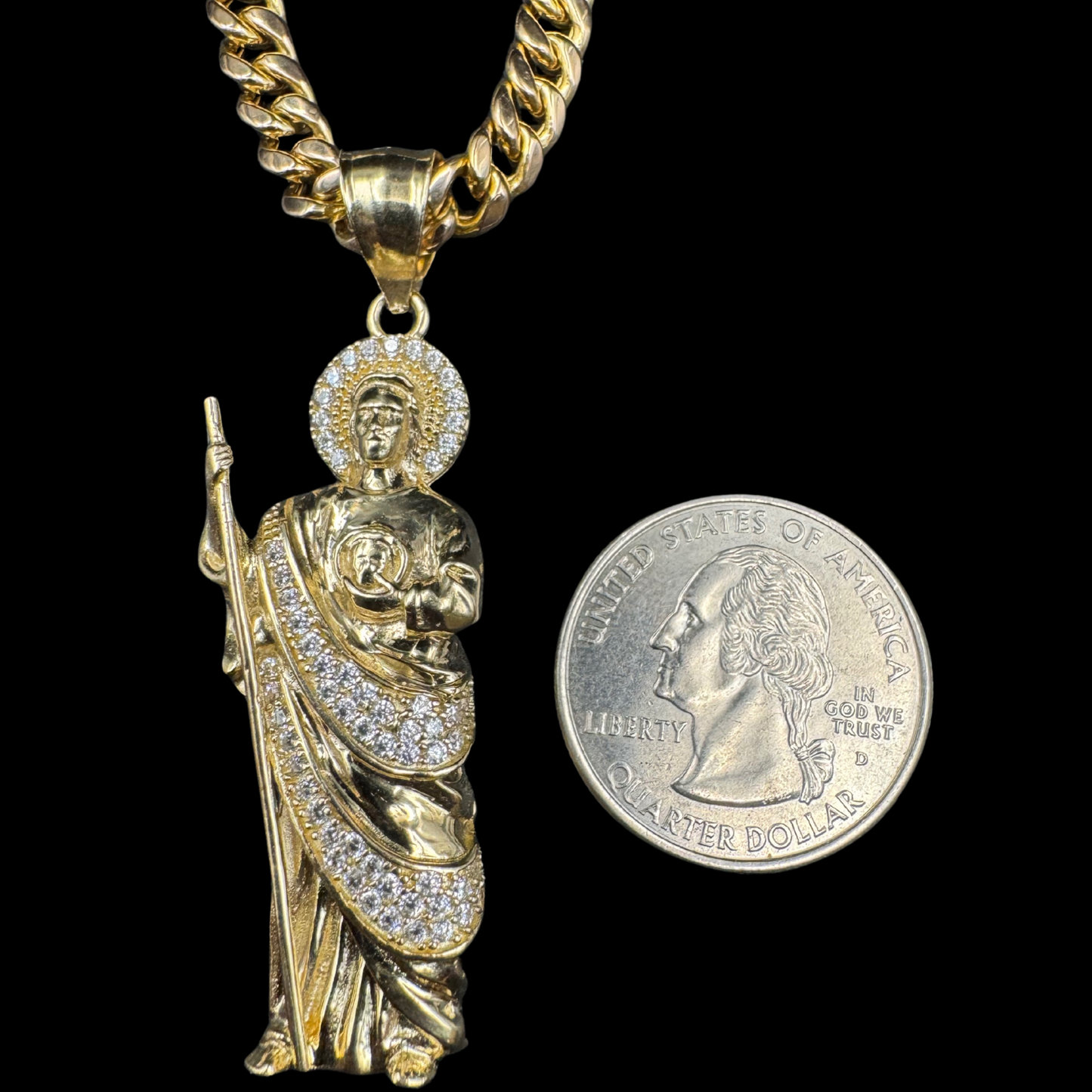 14K 3D SAN JUDAS ZIRCON PENDANT