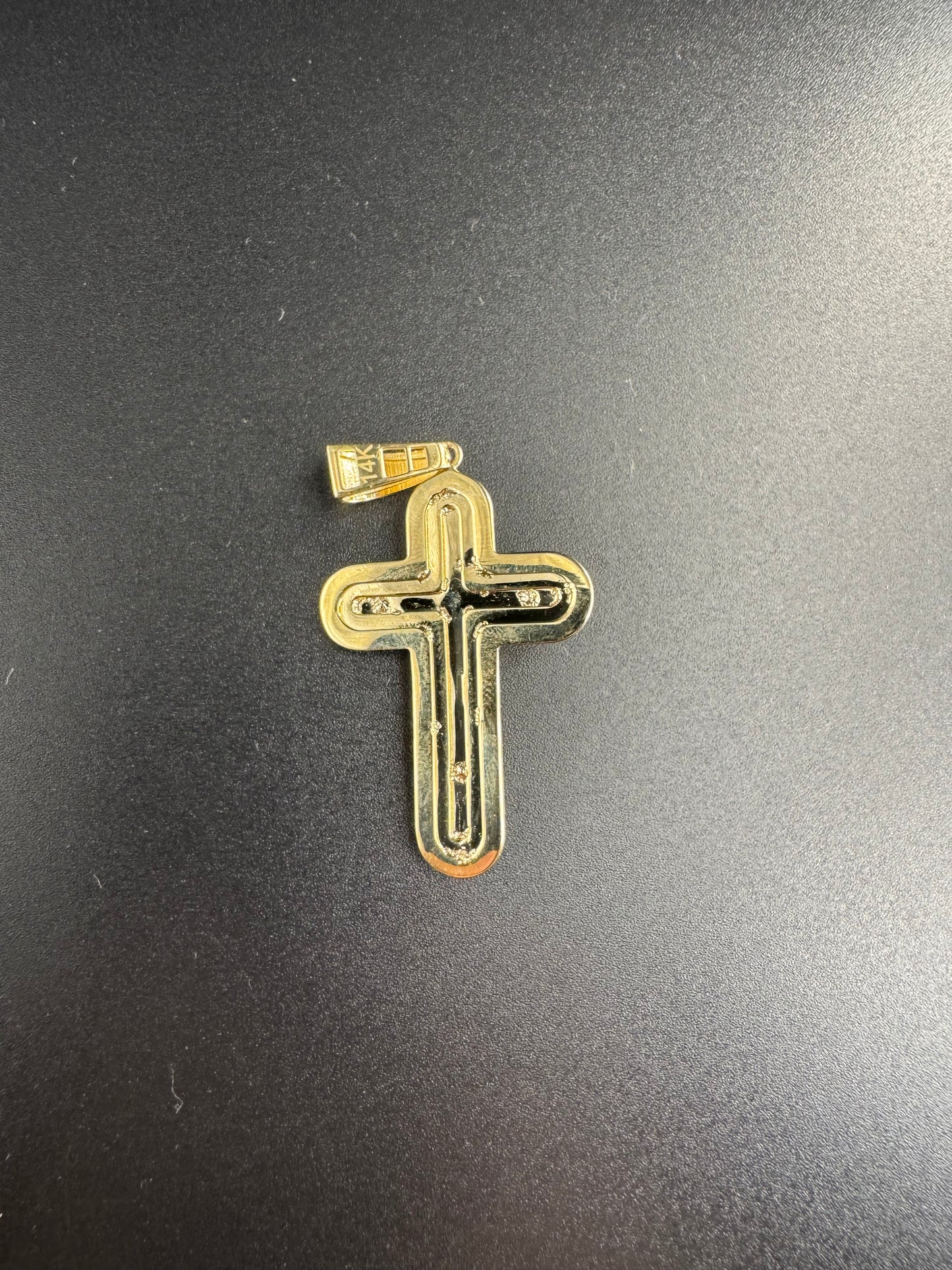 14K BUBBLE CROSS WITH WHITE GOLD CHRIST PENDANT