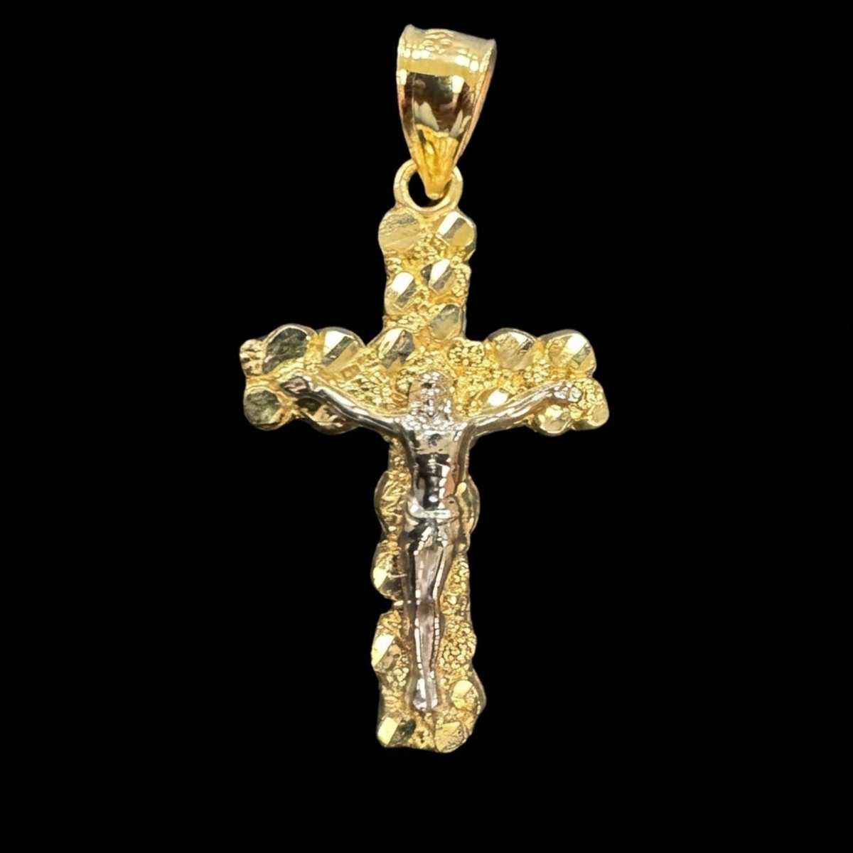 2 TONE NUGGET CRUCIFIX