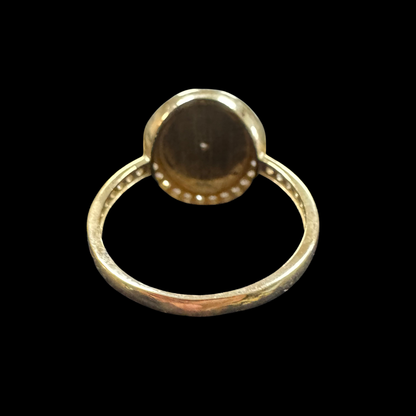 WHITE CROSS OVAL RING