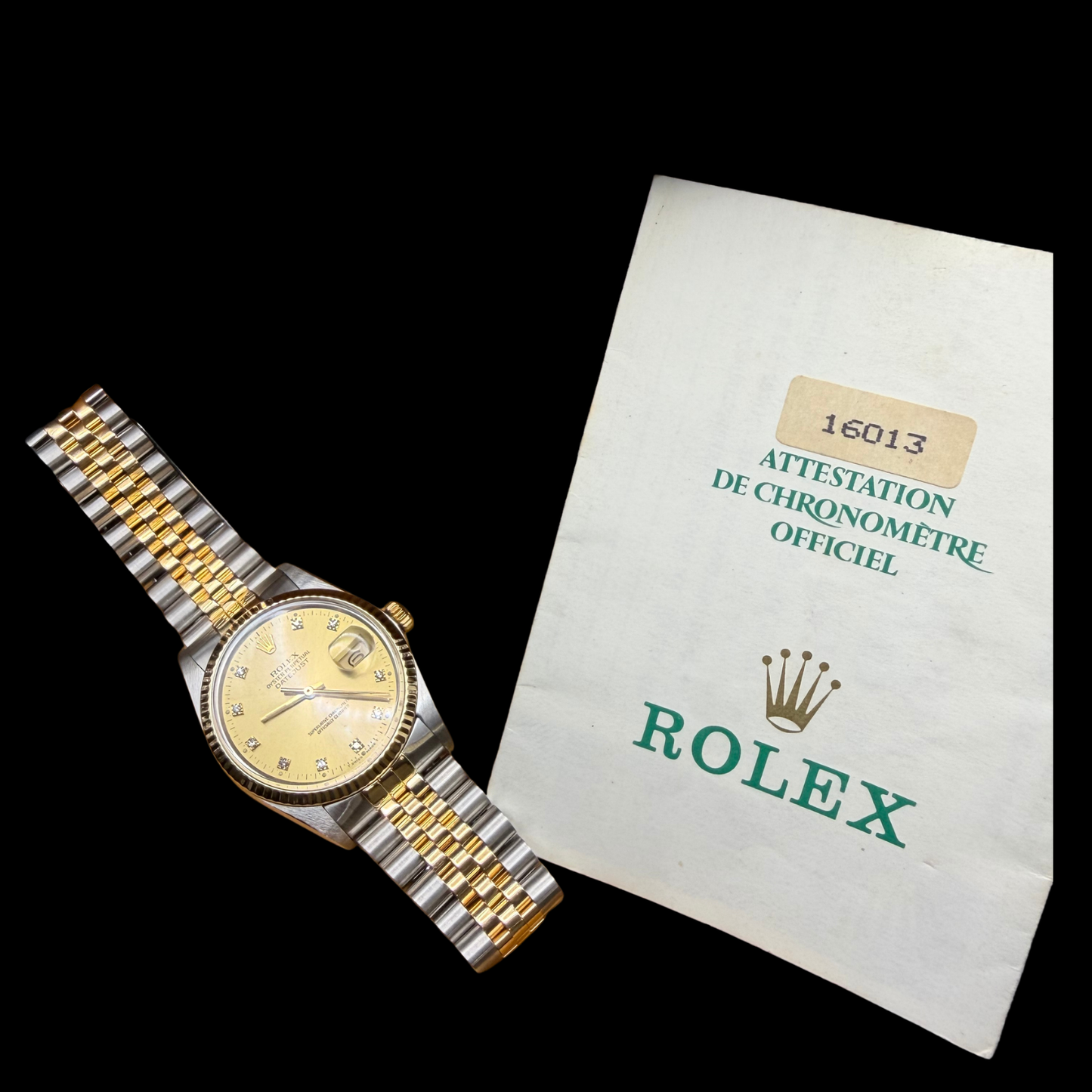 18K AUTHENTIC ROLEX 2 TONE 1987 WITH BOX AND PAPERS