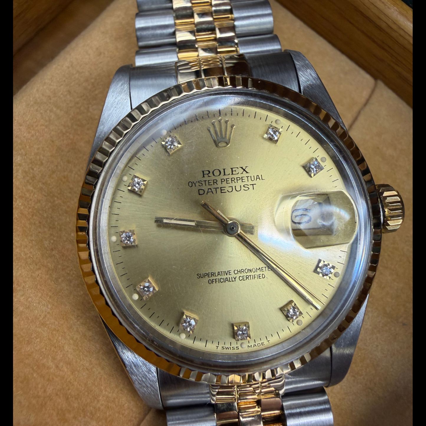 18K AUTHENTIC ROLEX 2 TONE 1987 WITH BOX AND PAPERS