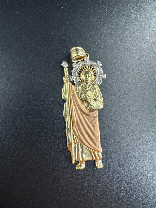 14K LARGE 3 COLOR SAN JUDAS PENDANT