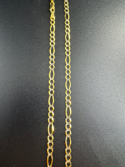 14K figaro open link chain white pave