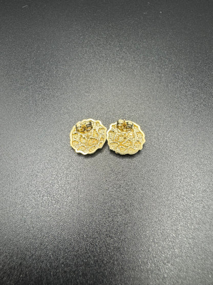 14K MENS ROUND NUGGET EARINGS