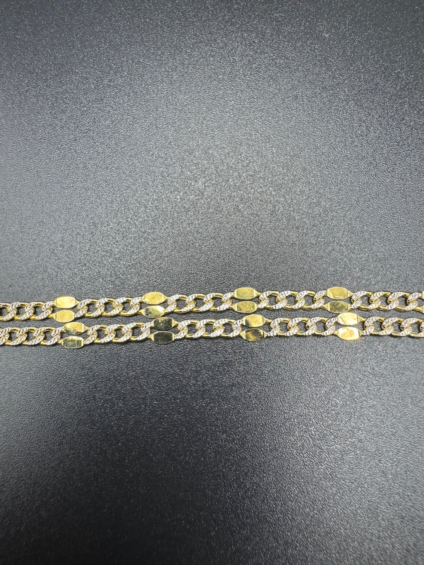14K Cuban Link Chain White Pave With Mirror