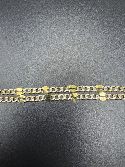 14K Cuban Link Chain White Pave With Mirror