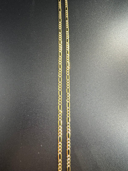 14K white pave figaro chain