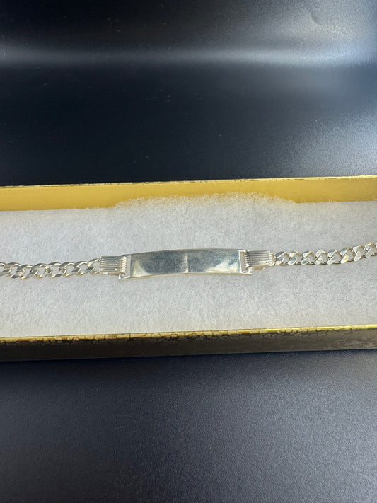 SILVER CUBAN LINK NAME PLATE BRACELET