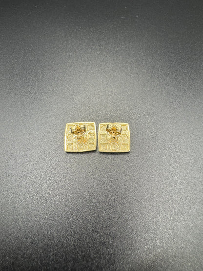 14K MENS SQUARE NUGGET EARINGS