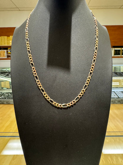 14K Figaro Chain Open Link 3 Colors