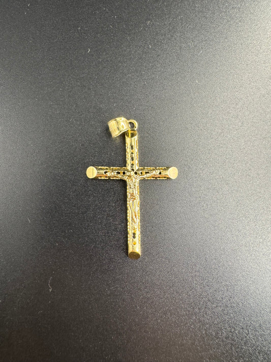 14K HOLLOW CROSS WITH CHRIST