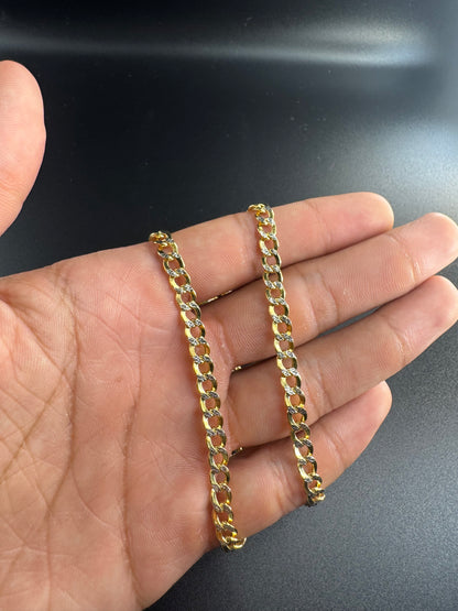 14K Cuban Link Chain White Pave