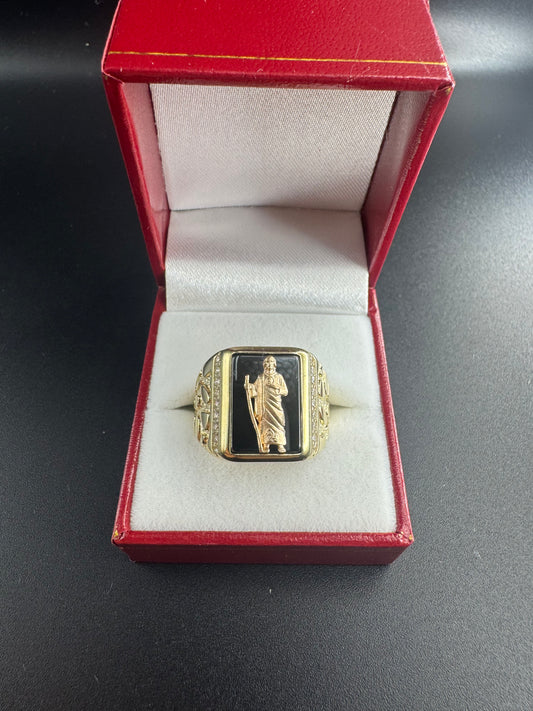 MENS BLACK NUGGET SAN JUDAS RING