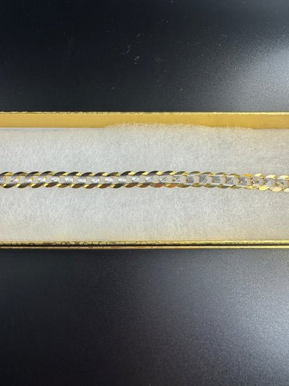 Solid 14k cuban link white pave bracelet