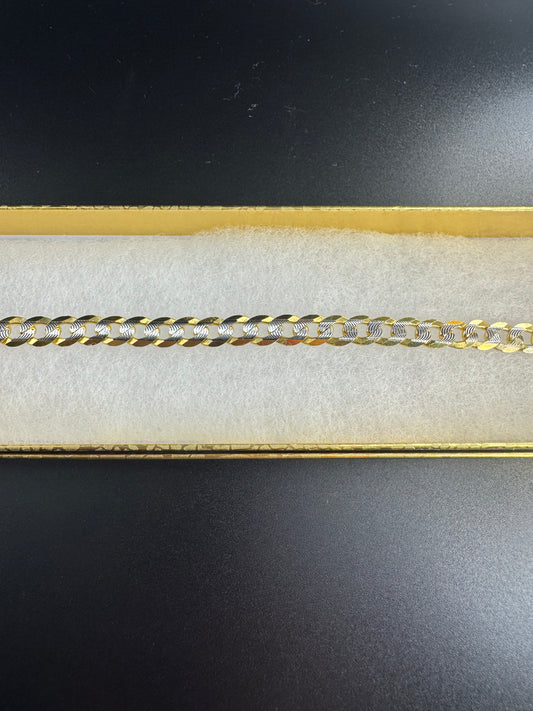 Solid 14k cuban link white pave bracelet
