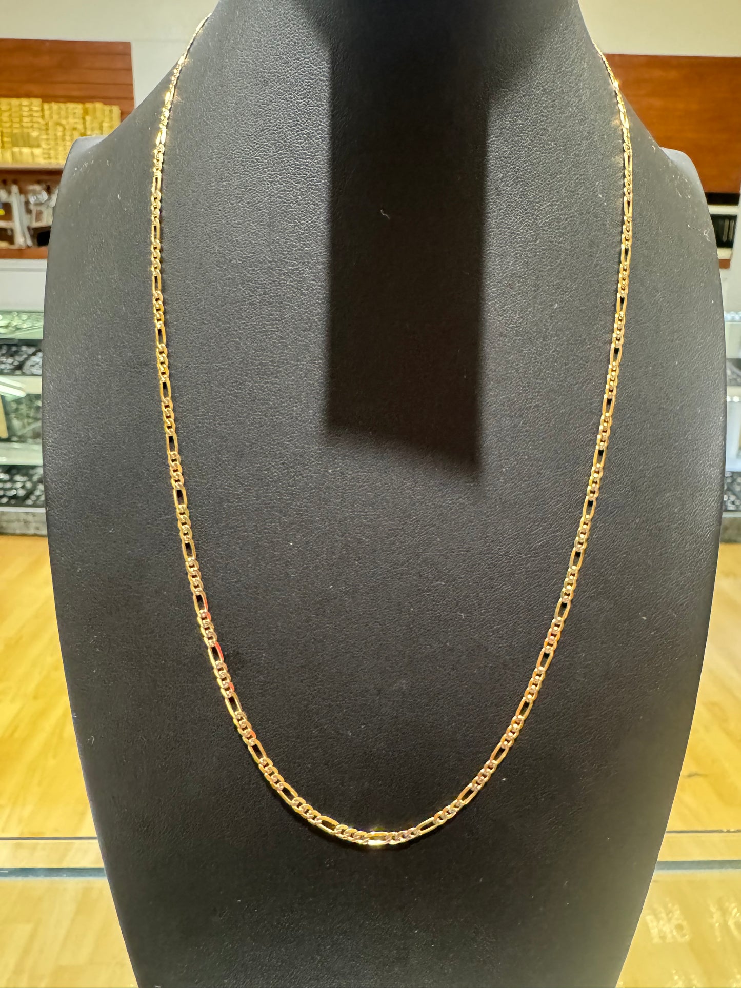 14K white pave figaro chain
