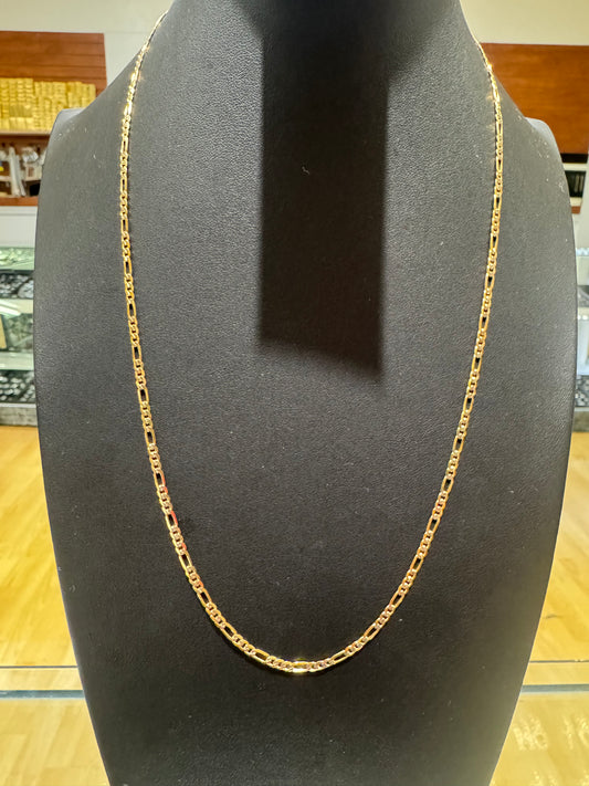 14K white pave figaro chain
