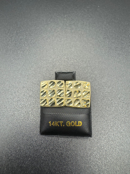 14K MENS SQUARE NUGGET EARINGS