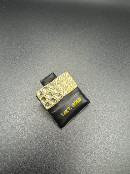 14K MENS SQUARE NUGGET EARINGS
