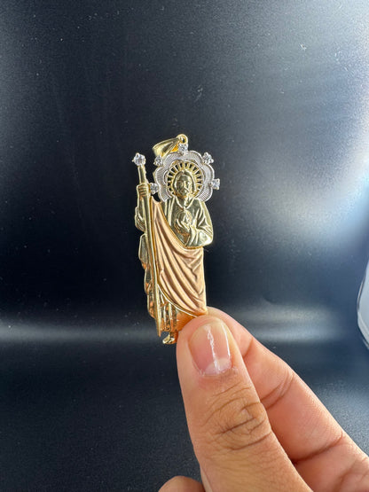 14K LARGE 3 COLOR SAN JUDAS PENDANT